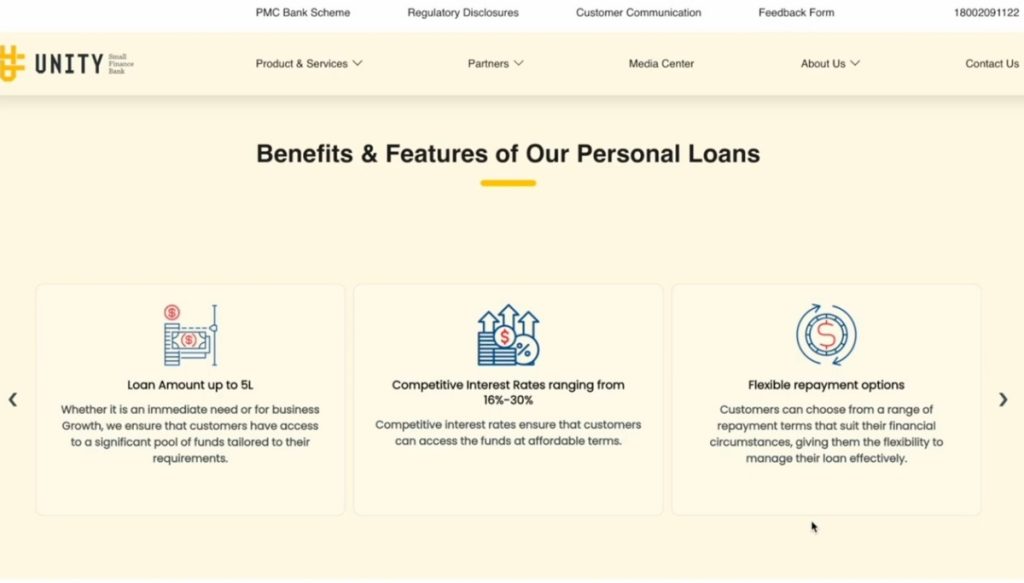 Unity Small Finance Bank Personal Loan